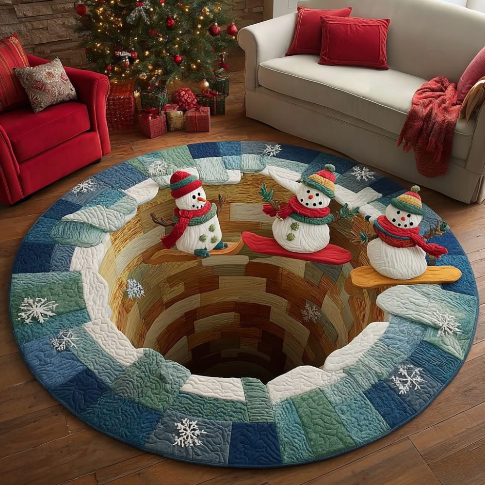 Snowman Dream Quilted Round Mat