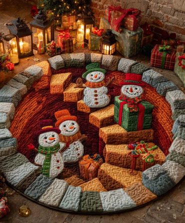 Snowman Gift Cellar Quilted Round Mat