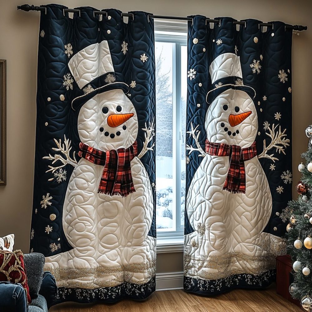 Snowman Glow Quilted Curtains