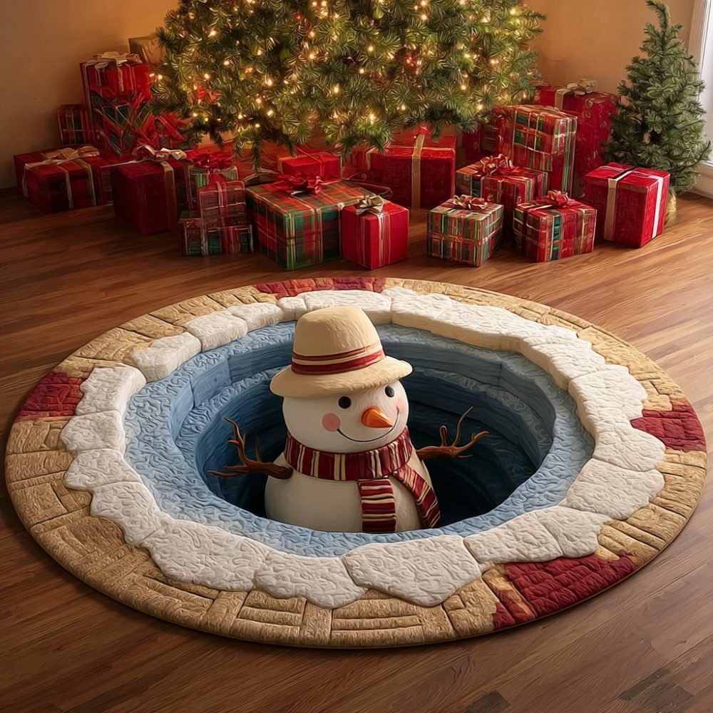 Snowman Harmony Quilted Round Mat