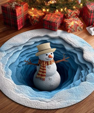 Snowman Joy Quilted Round Mat