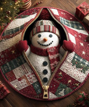 Snowman Joy Quilted Round Mat