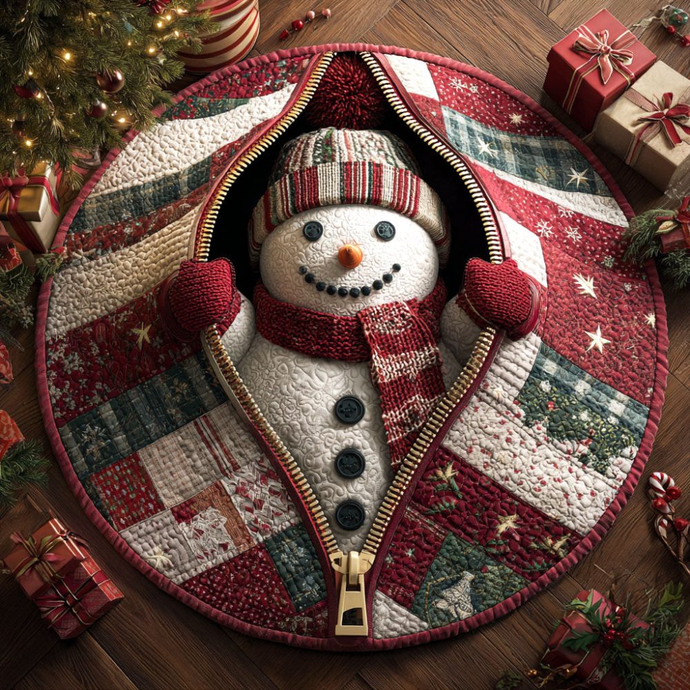 Snowman Joy Quilted Round Mat