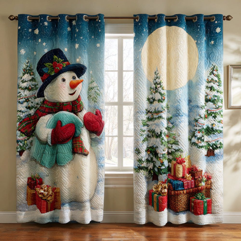 Snowman Snow Globe Dream Quilted Curtains