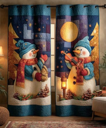 Snowman Snowy Friend Quilted Curtains