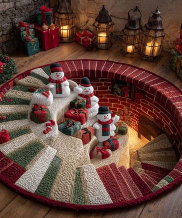 Snowman Spiral Joy Quilted Round Mat