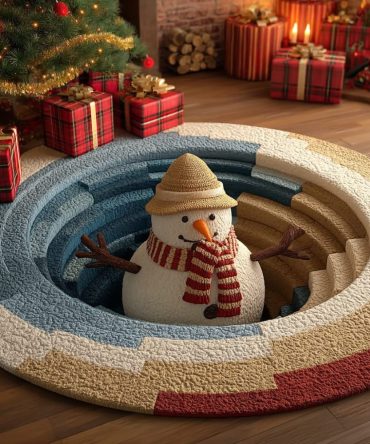 Snowman Spirit Quilted Round Mat