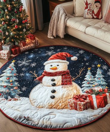 Snowman Winter Glow Quilted Round Mat