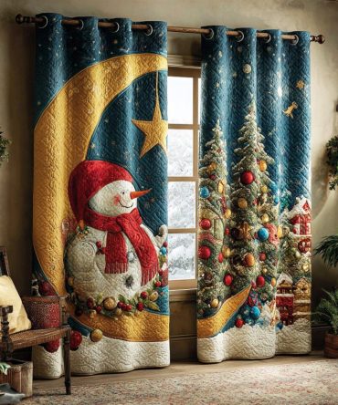 Snowman Winter Parade Quilted Curtains