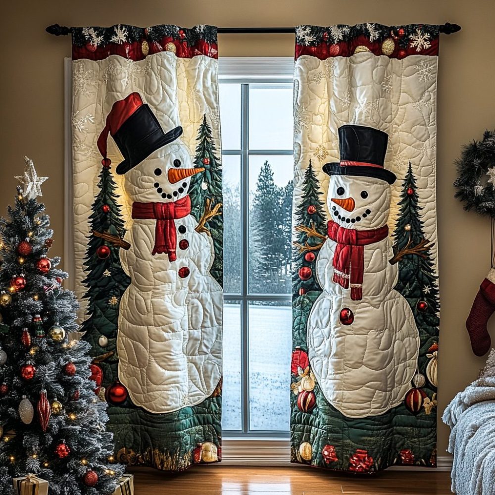 Snowman Wishes Quilted Curtains