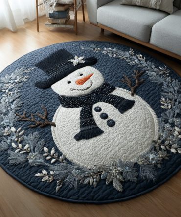 Snowman Wreath Quilted Round Mat