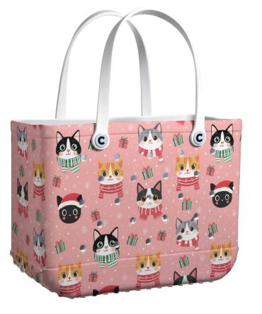 Bucket Tote Bag, Limited Edition Bogg Bag, Beach Bag Snowy Cats