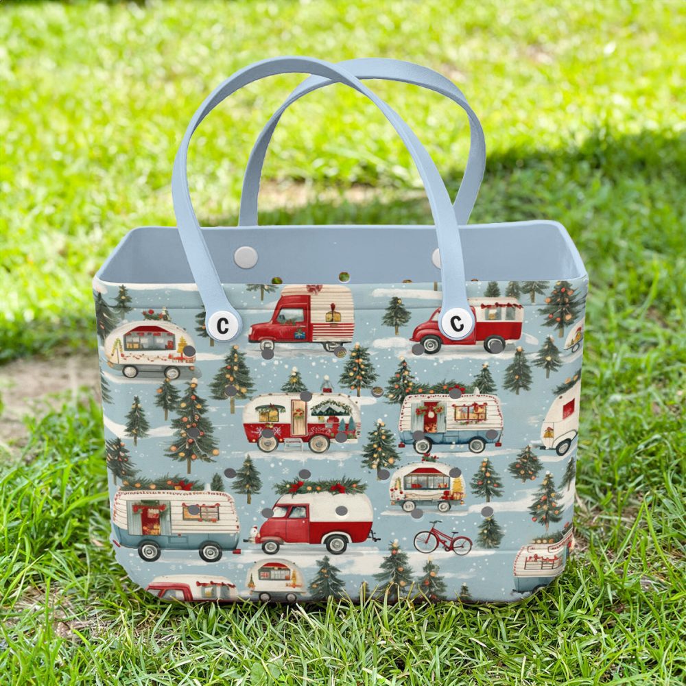 Bucket Tote Bag, Limited Edition Bogg Bag, Beach Bag Snowy Road Trip - Image 2