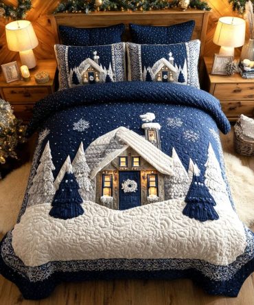 Snowy Cabin Nights 3-Piece Quilted Bedding Set