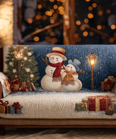 Snowy Charm Quilted Sofa Cover