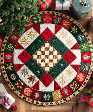 Snowy Eve Quilted Round Mat