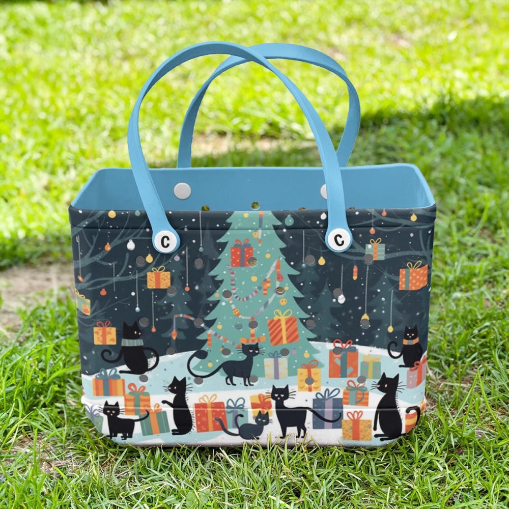 Bucket Tote Bag, Limited Edition Bogg Bag, Beach Bag Snowy Night Purrade - Image 2