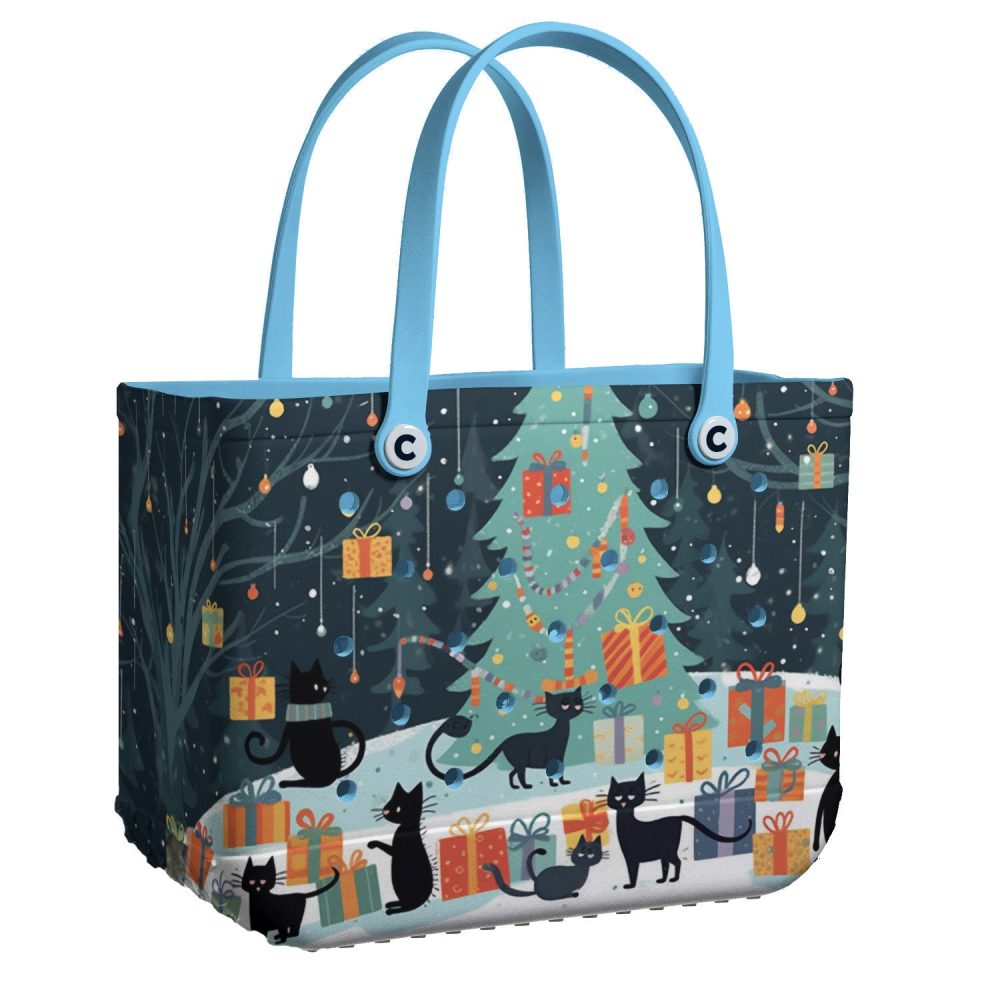 Bucket Tote Bag, Limited Edition Bogg Bag, Beach Bag Snowy Night Purrade