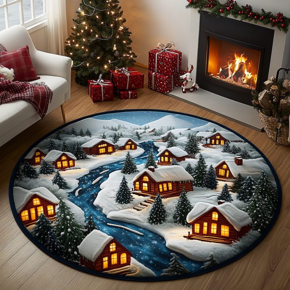 Snowy Path Quilted Round Mat
