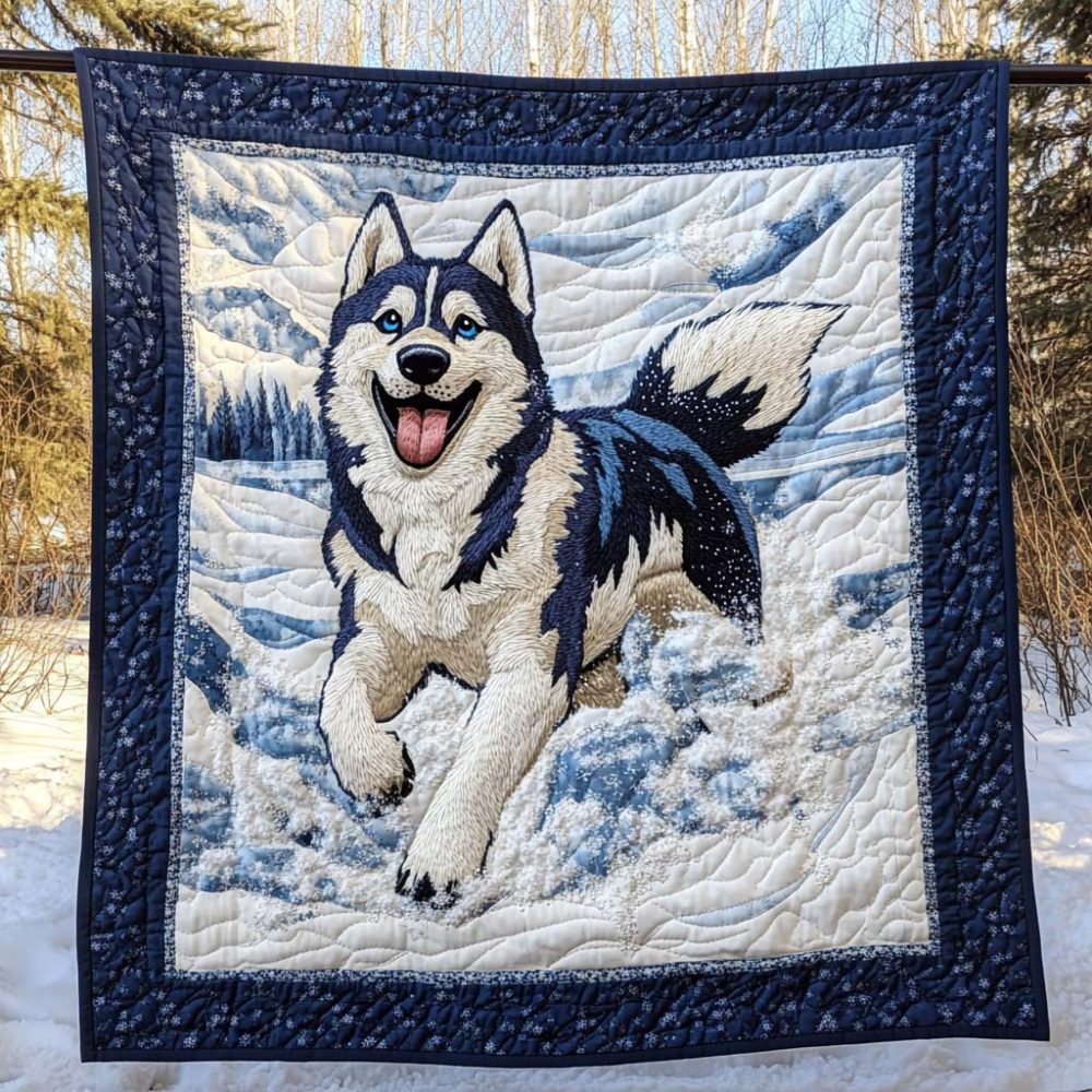 Snowy Playtime Quilted Blanket