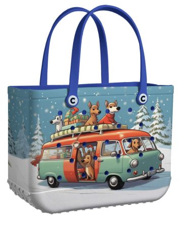 Bucket Tote Bag, Limited Edition Bogg Bag, Beach Bag Snowy Pupmas Journey