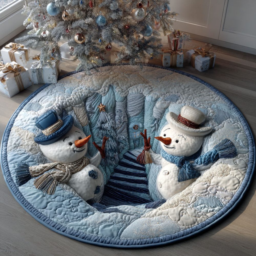 Snowy Storyland Quilted Round Mat