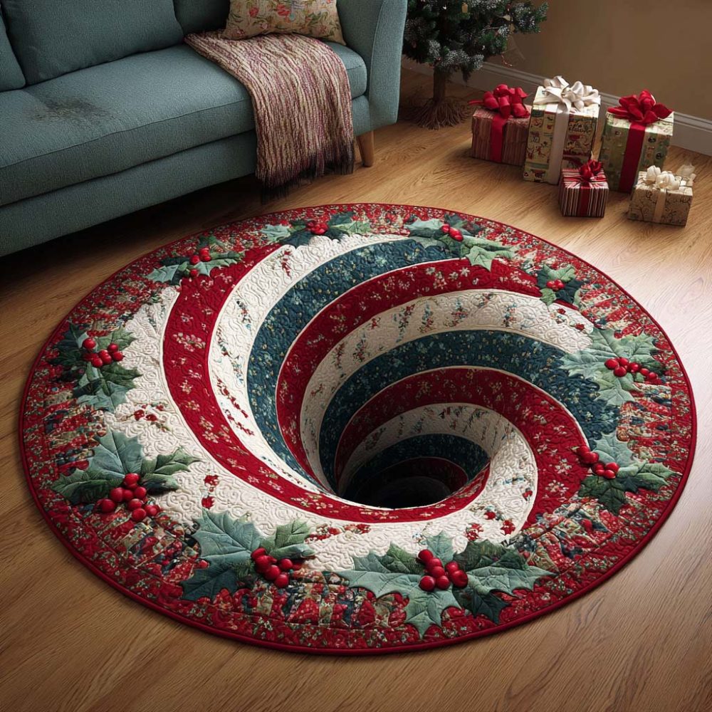 Snowy Twirl Quilted Round Mat