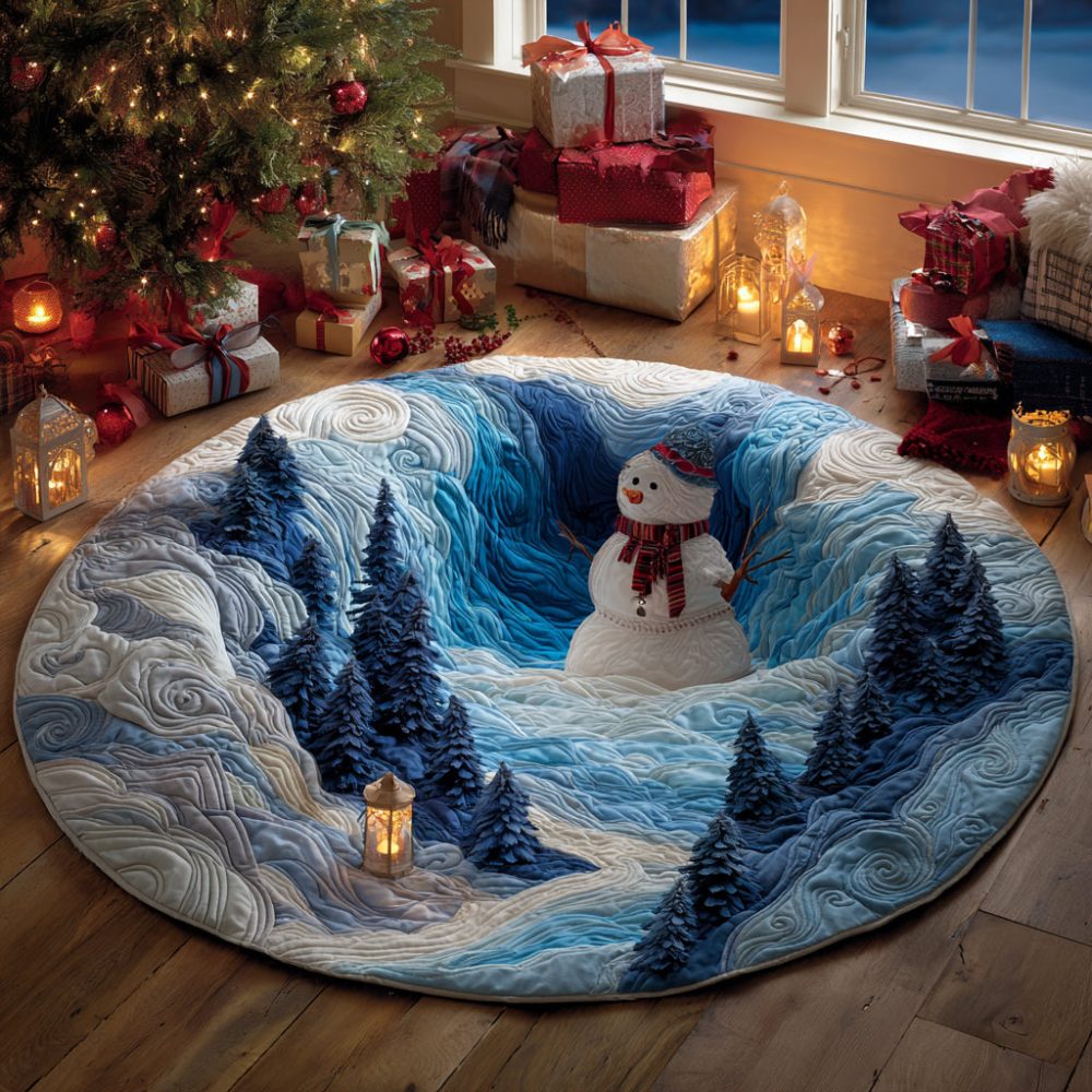 Snowy Wonderland Drop Quilted Round Mat