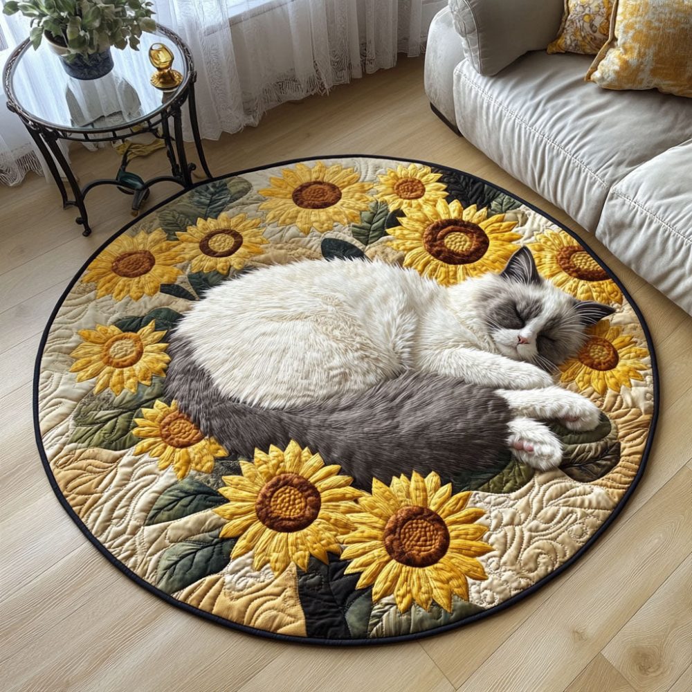 Snug Sunflowers Quilted Round Mat