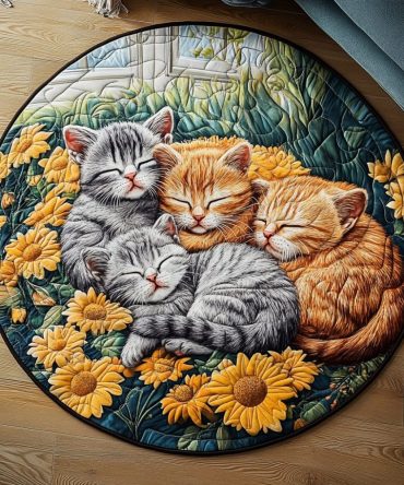 Snuggle Kitty Quilted Round Mat