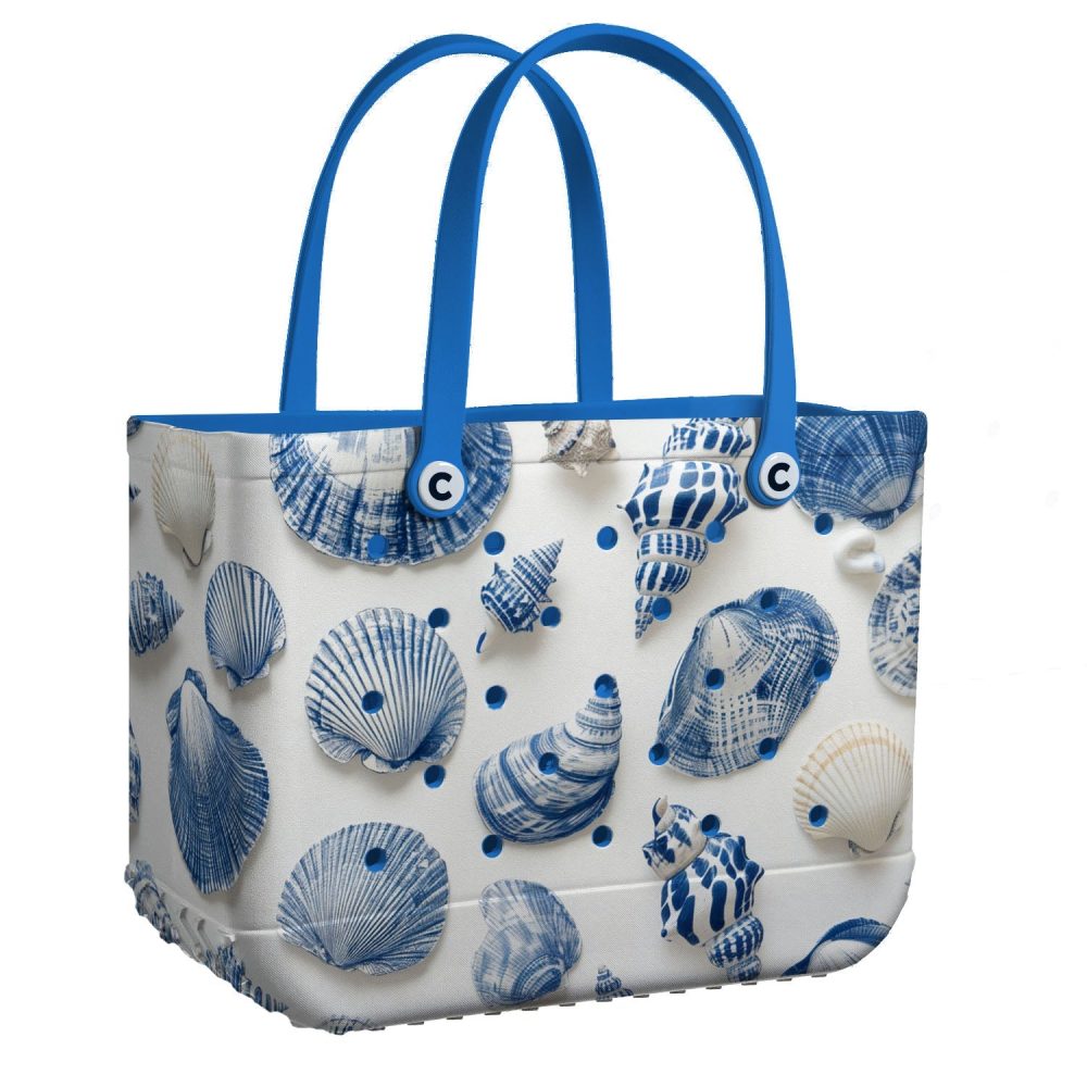 Bucket Tote Bag, Limited Edition Bogg Bag, Beach Bag Blue Tide Shell