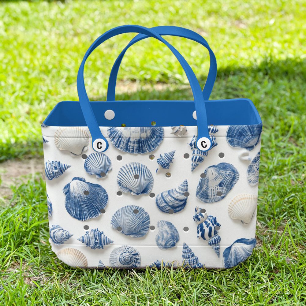 Bucket Tote Bag, Limited Edition Bogg Bag, Beach Bag Blue Tide Shell - Image 3