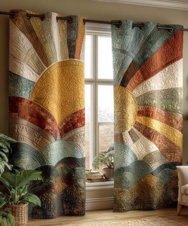 Soft Horizon Sunrise Quilted Curtains