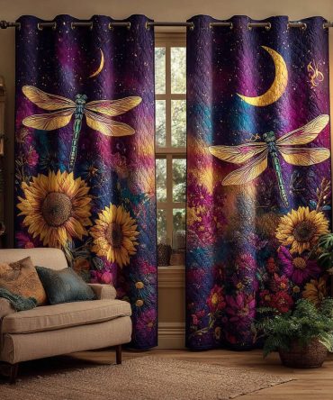 Soft Sky Dragonfly Quilted Curtains