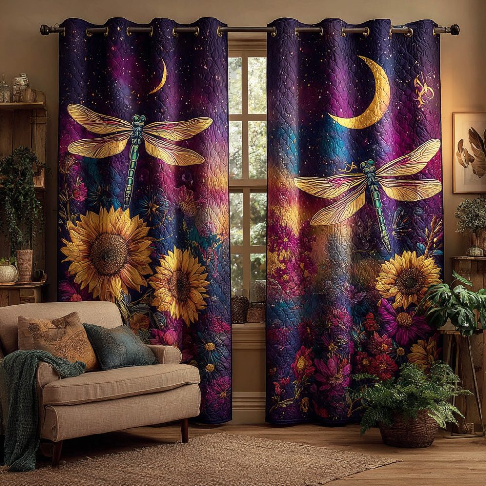 Soft Sky Dragonfly Quilted Curtains