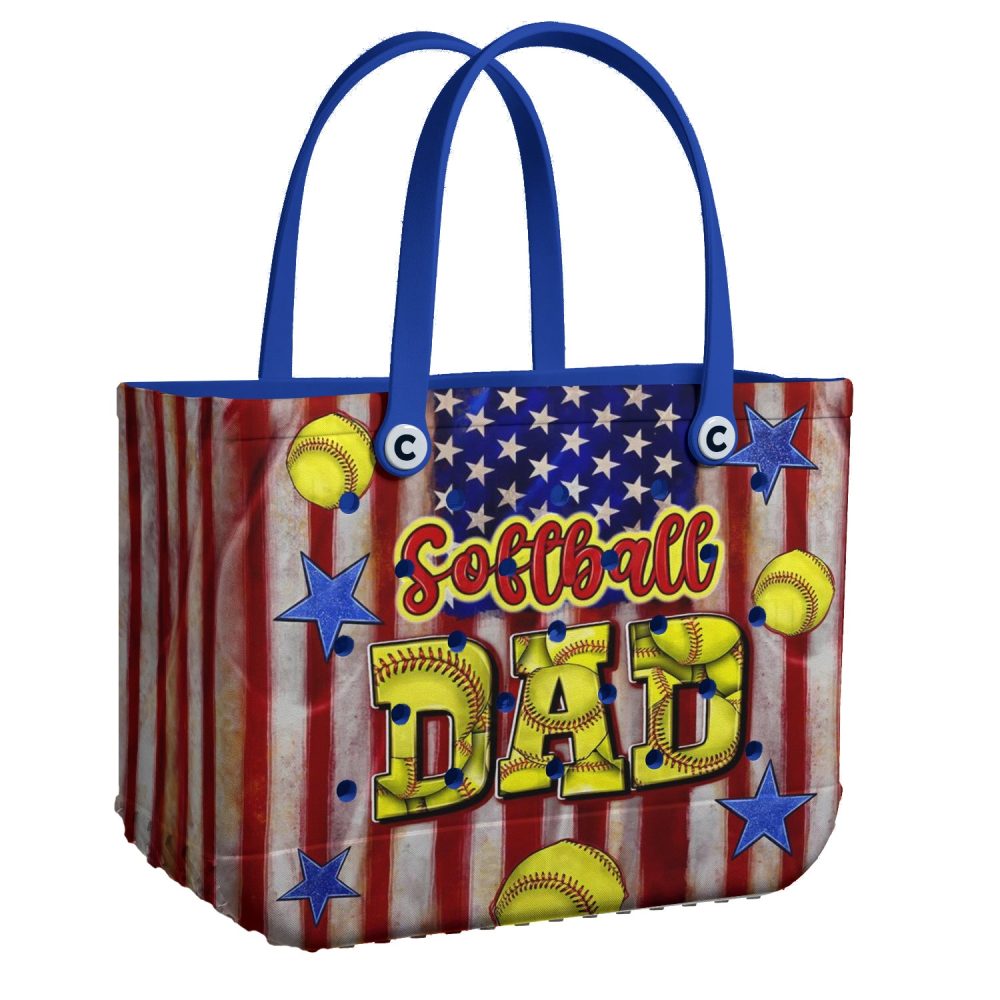 Bucket Tote Bag, Limited Edition Bogg Bag, Beach Bag Softball Dad