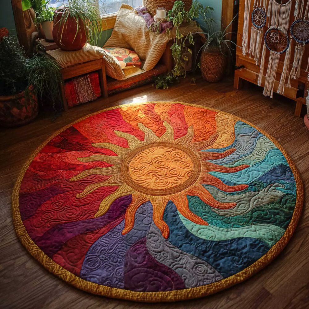 Solar Flare Quilted Round Mat