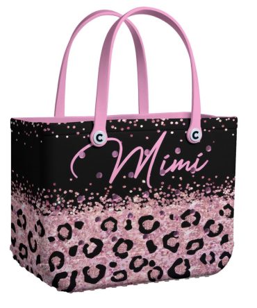 Chic Leopard Glitter Tote Bag - Stylish Pink & Black Handbag For Women