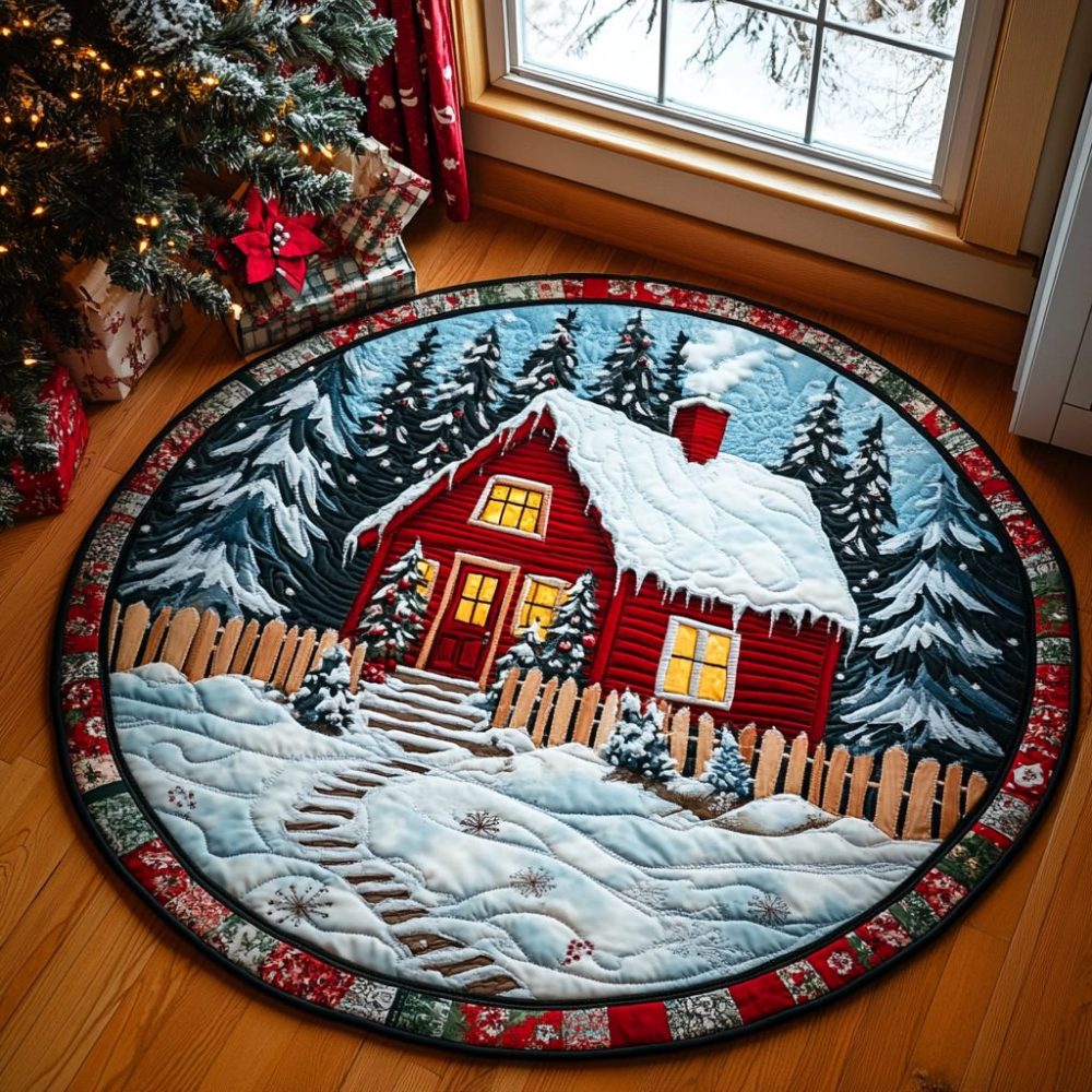 Sparkling Holiday Quilted Round Mat