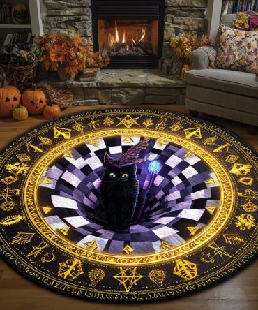 Spellcaster Cat Quilted Round Mat