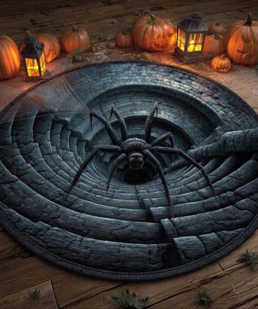 Spider Descent Quilted Round Mat