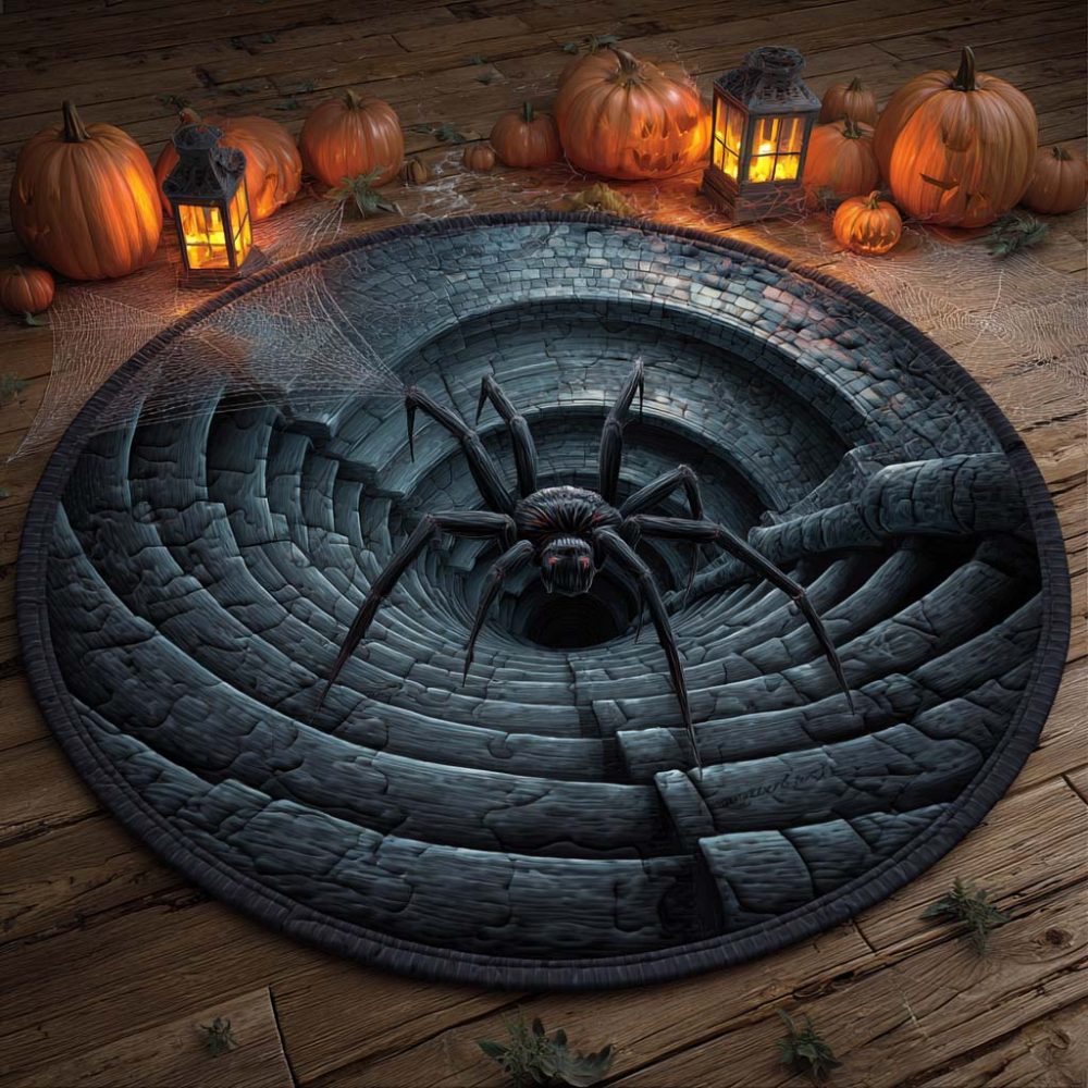 Spider Descent Quilted Round Mat