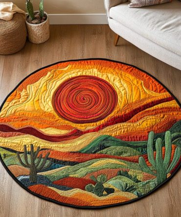 Spiky Elegance Quilted Round Mat