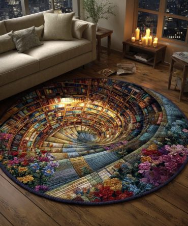 Spiral Of Stories Quilted Round Mat