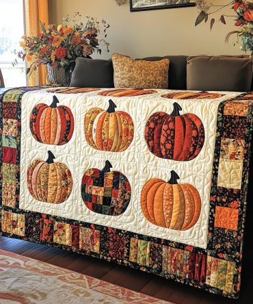 Spooky Harvest Quilted Blanket