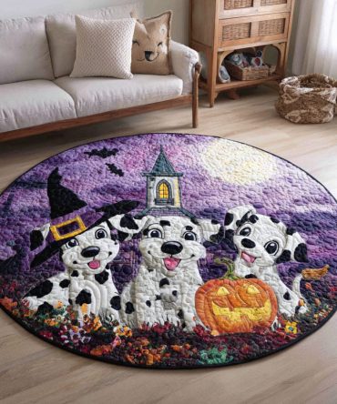 Spooky Dalmatian Quilted Round Mat