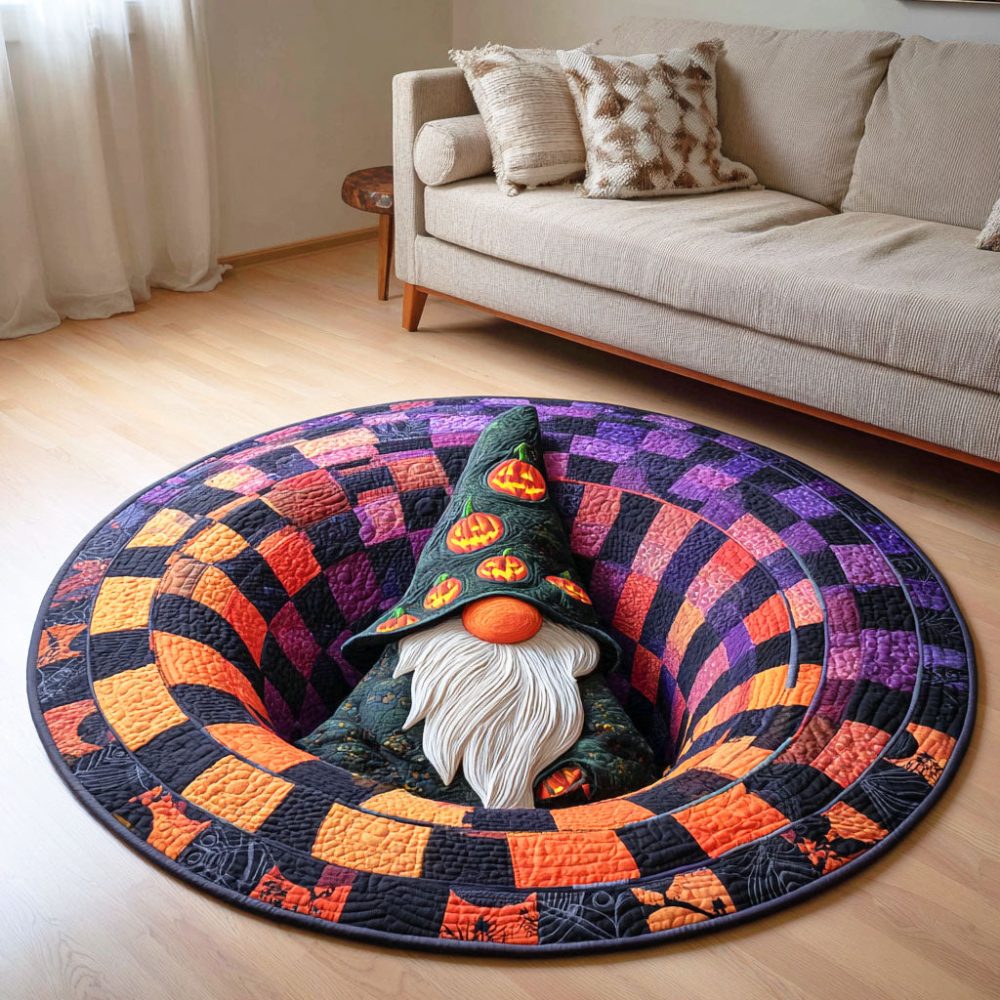Spooky Gnome Quilted Round Mat