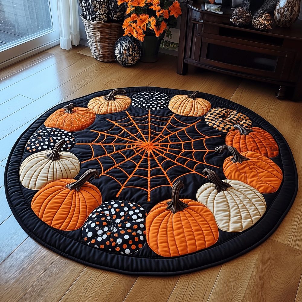 Spooky Harvest Quilted Round Mat