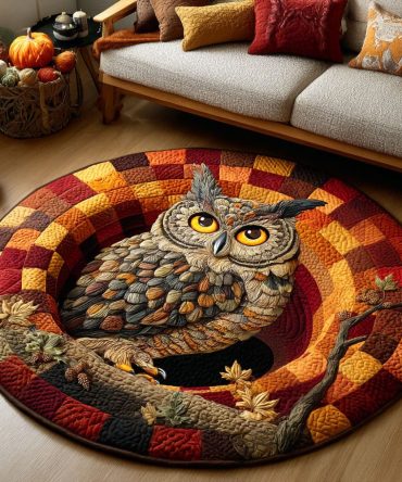 Spooky Owl Quilted Round Mat