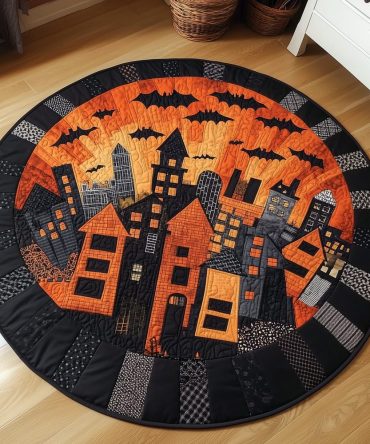 Spooky Town Quilted Round Mat